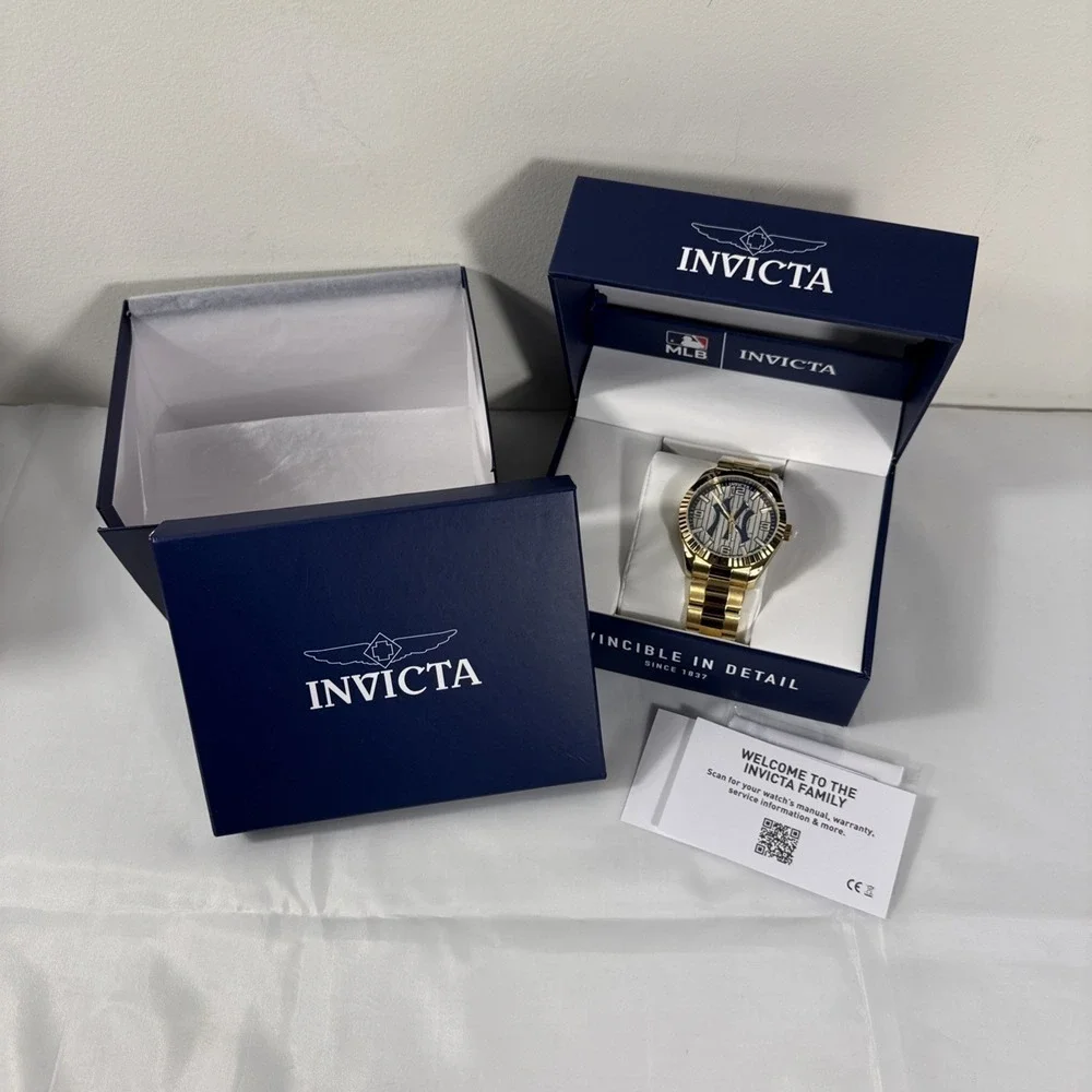 Invicta MLB New York NY‎ Yankees Men's 42mm Gold Stainless Quartz Watch 49861
